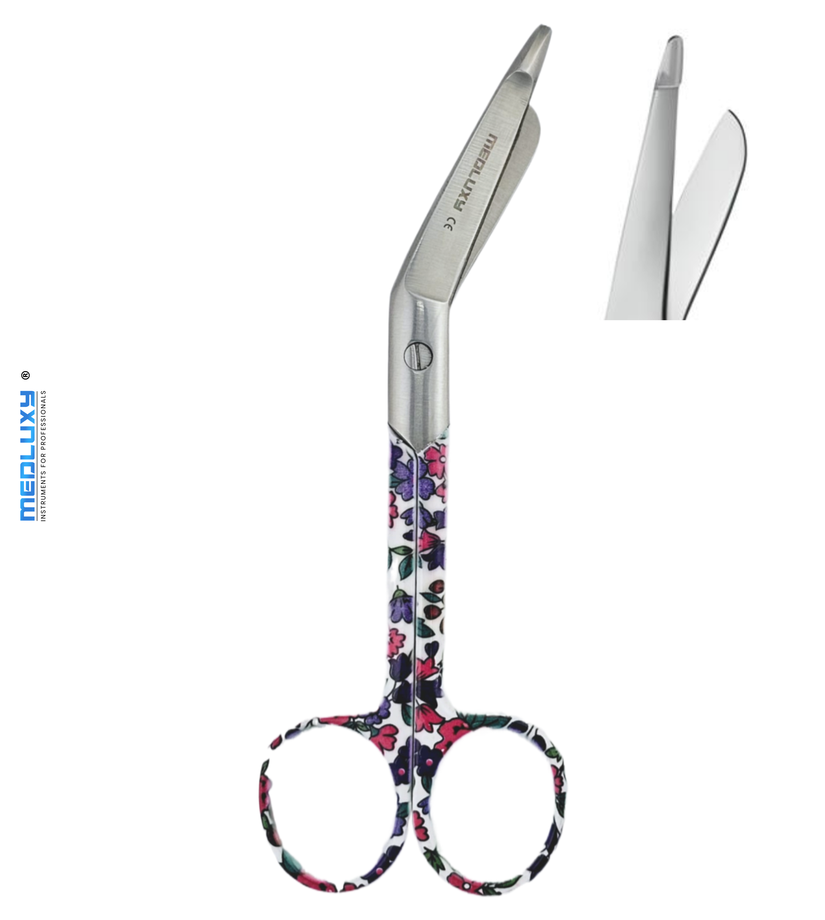 Medluxy - Nursing Scissors Set - High Quality Stainless Steel - Flower Print - Kocher Clamp Scissors Nursing Scissors Bandage Scissors - Nursing Accessories - Gift - First Aid